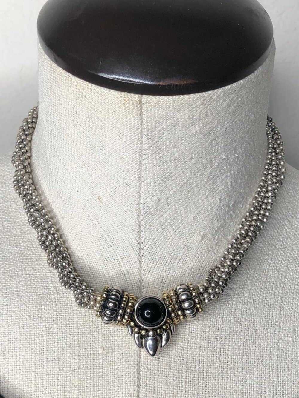 Lovely Vintage "SJC" Multi-beaded Chain & Pendant
